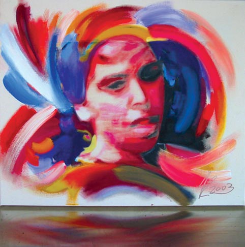 Lady with the spinning Head by Kave Atefie - painting for sale